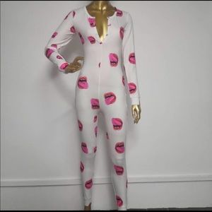 Womens open butt flap onesie